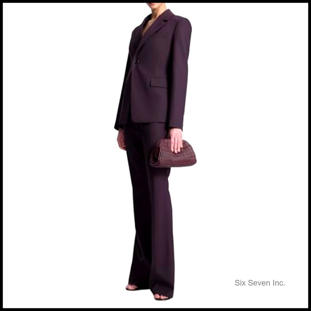 Wool Blend Fitted Jacket with Peak Lapels for Formal Business - Picture 2 of 5